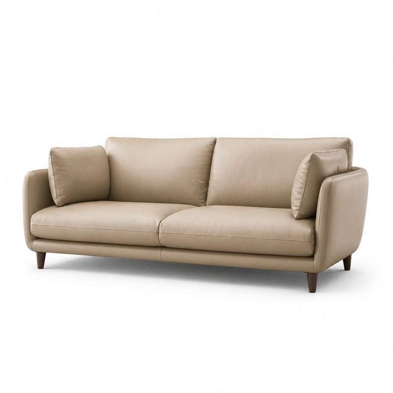 Sofa cuero beige moderno 3 plazas-orderkivo